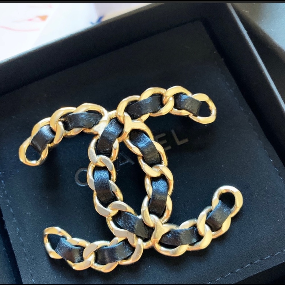Leather Chanel Brooch